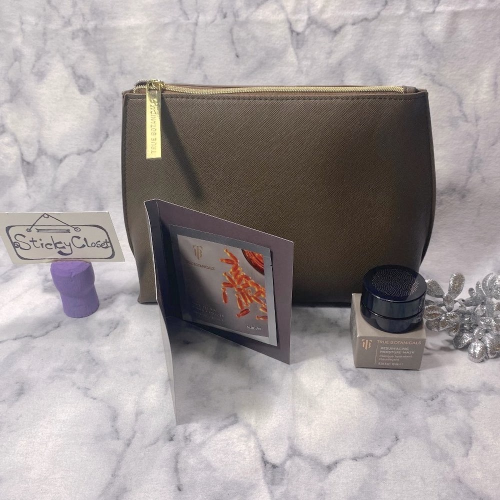 True Botanicals Skincare Set-Brown Pouch,Moisture Mask & Retinol Serum-3pc-NEW